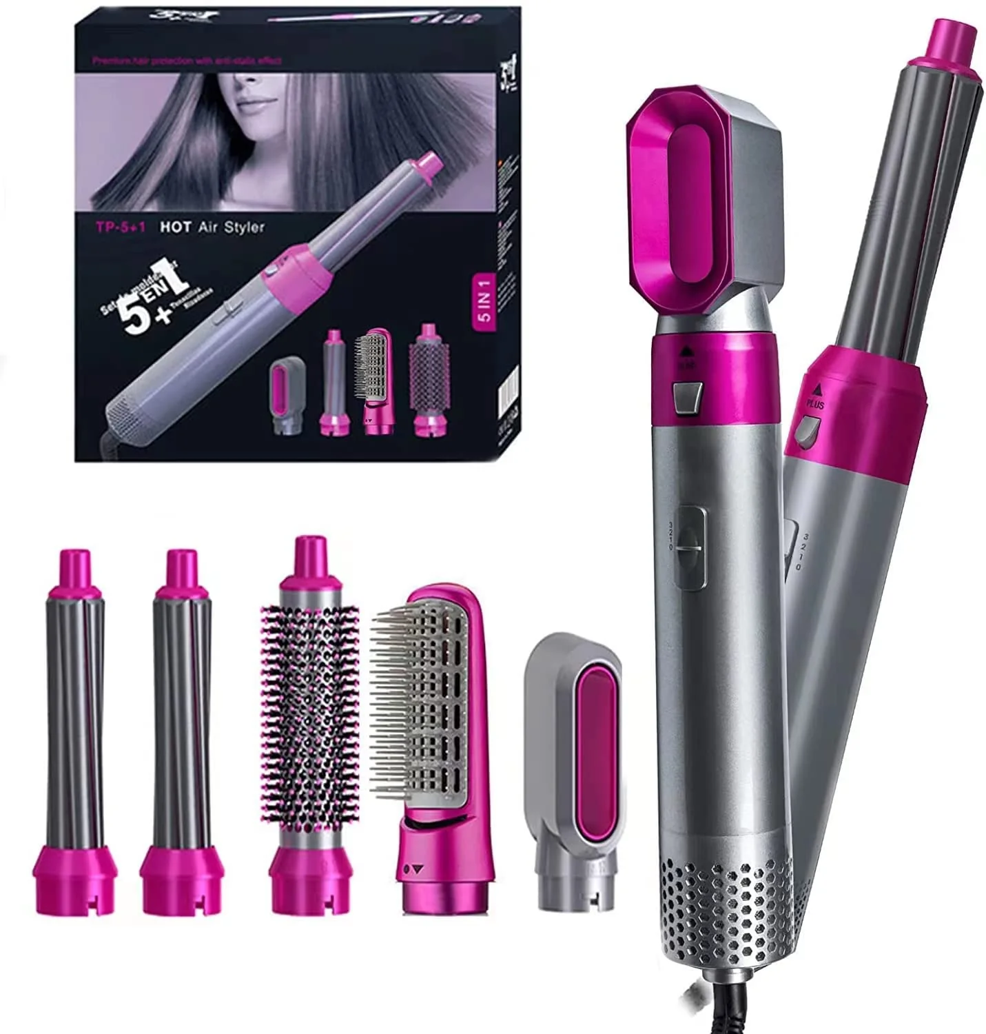 5 in 1 Hair Straightener, Curler, Brush, Dryer, Hot Air and Scalp Massager