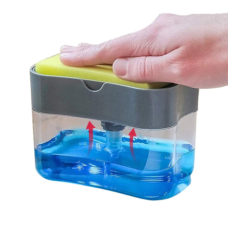 2 in 1 Liquid Soap Dispenser With Sponge Holder For Kitchen