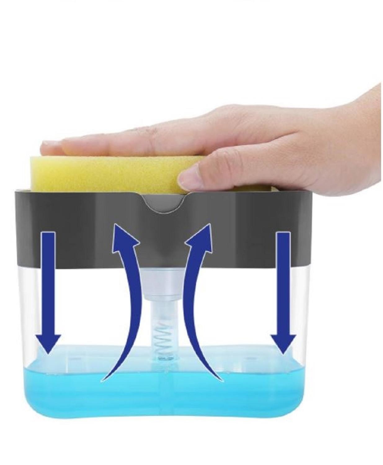 2 in 1 Liquid Soap Dispenser With Sponge Holder For Kitchen