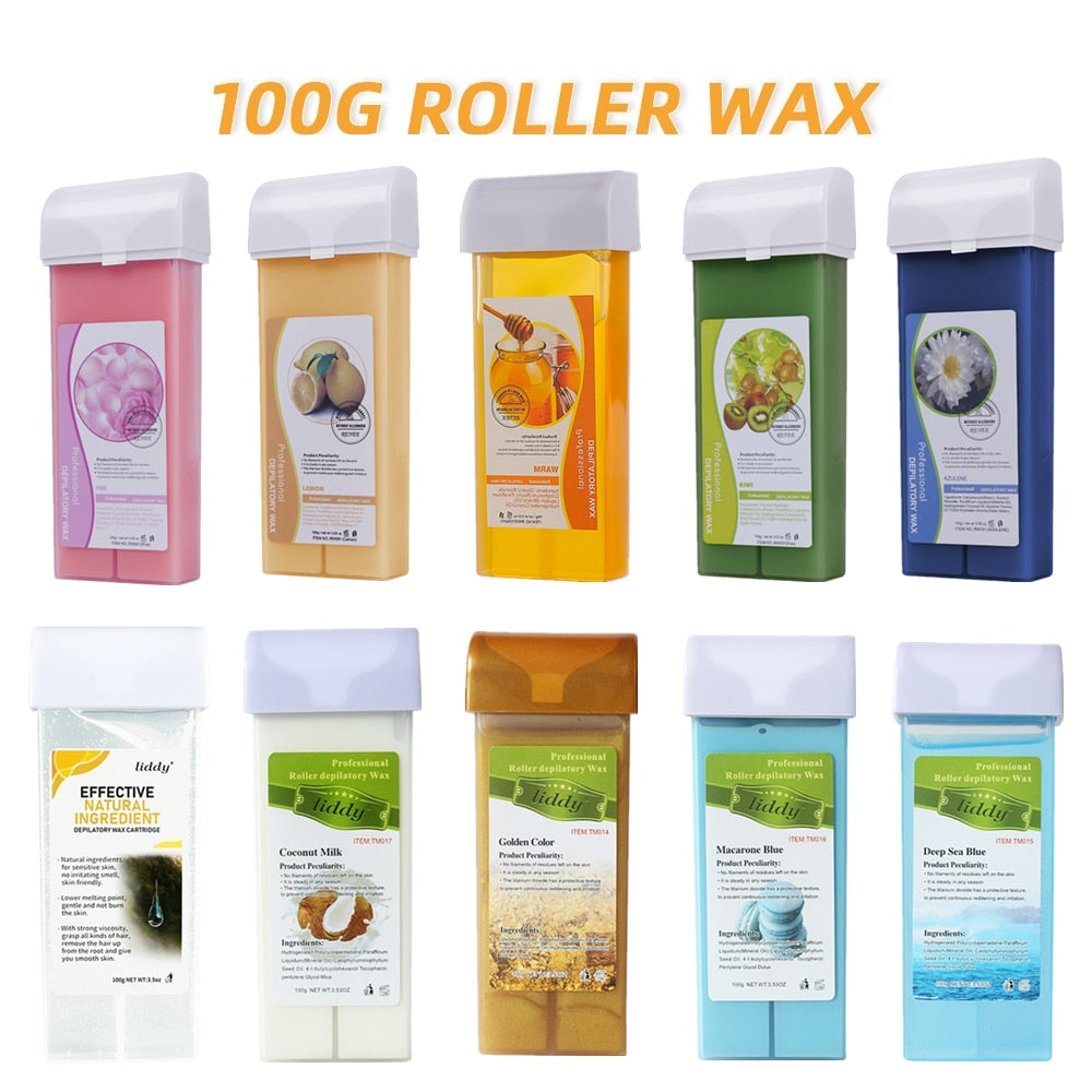 100g Depilatory Wax Cartridge Warm Honey Roll-On Body Hair Removal Heater Waxing