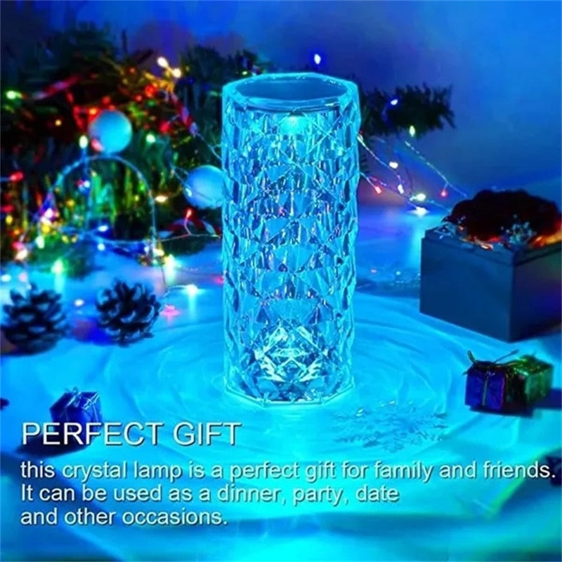 3/16 Colors LED Rose Light Projector Crystal Table Lamp