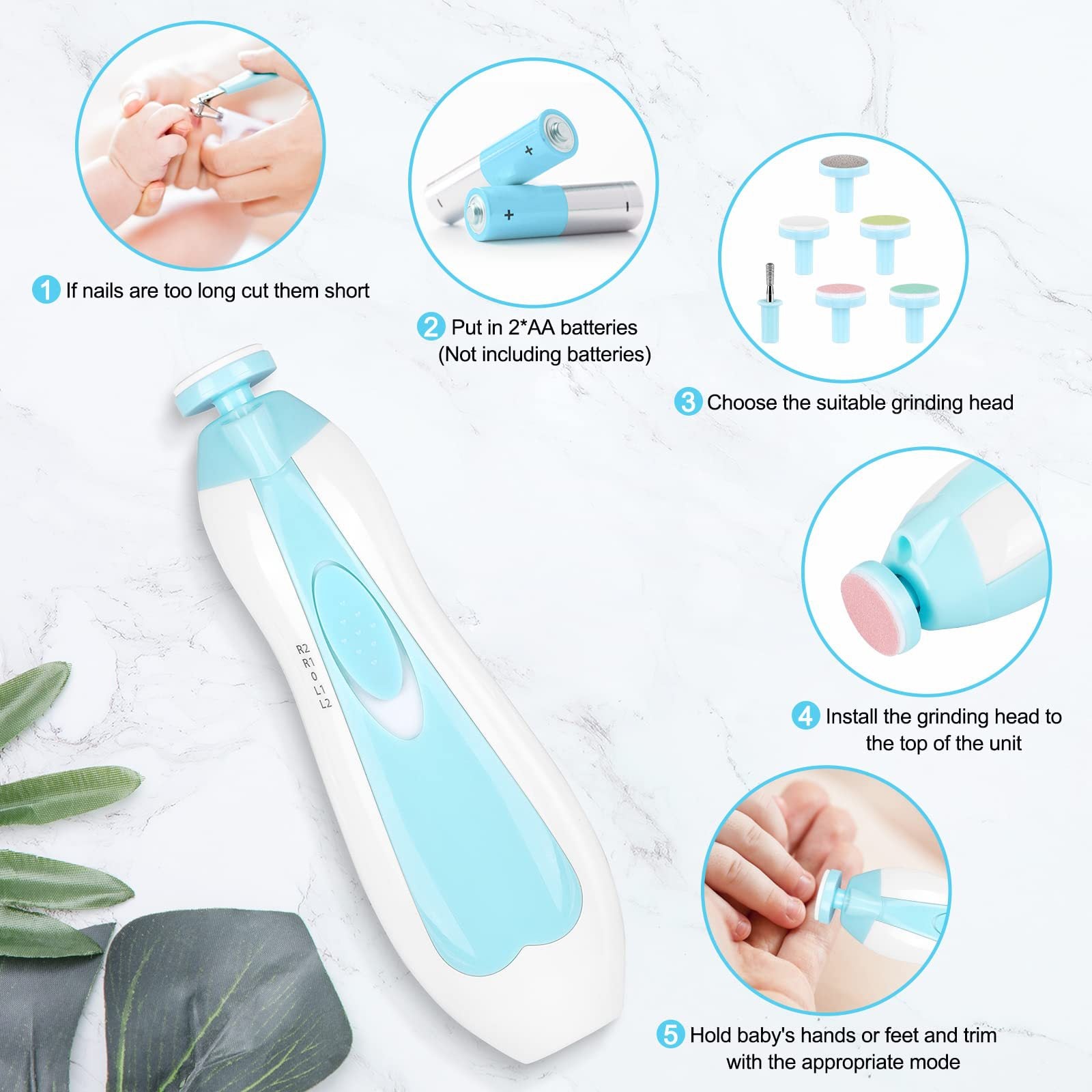 Multifunctional Rechargeable Electric Trimmer Baby Nail File Clippers