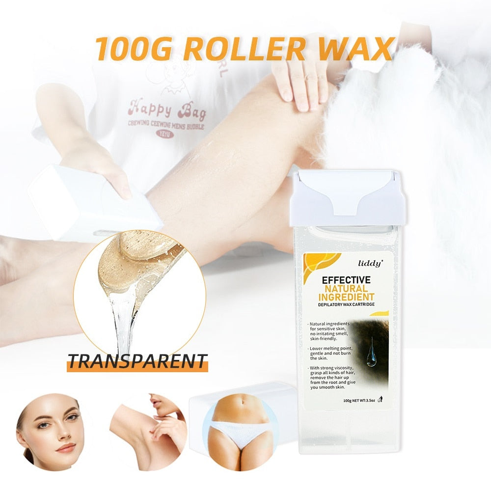 100g Depilatory Wax Cartridge Warm Honey Roll-On Body Hair Removal Heater Waxing