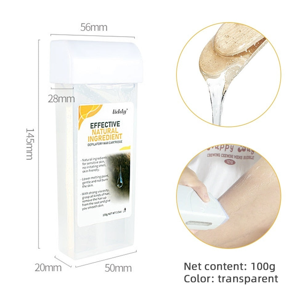 100g Depilatory Wax Cartridge Warm Honey Roll-On Body Hair Removal Heater Waxing