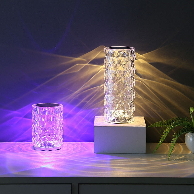 3/16 Colors LED Rose Light Projector Crystal Table Lamp