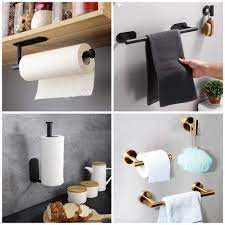 Adhesive Toilet Roll Tissue Towel Holder Organizer Wall Mount Storage Stand